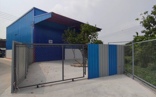 MTK022 โกดังเดี่ยวให้เช่าชัยพฤกษ์-ราชพฤกษ์ ซอยบางพลับ 2 ขนาด 250 ตร.ม. มีที่จอดรถ มีออฟฟิศ+แอร์ ติดริมน้ำ อ.ปากเกร็ด จ.นนทบุรี